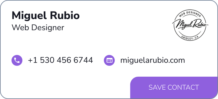 This is Miguel Rubio's card. Their phone number is +1 530 456 6744.