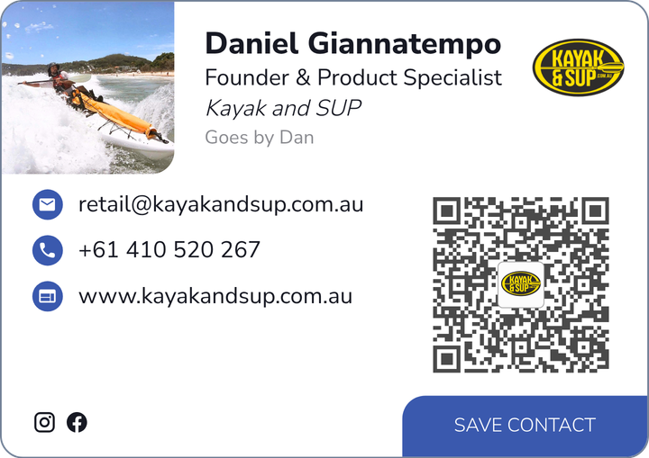 This is daniel giannatempo's card. Their email is info@kayakandsup. Com. Au. Their phone number is +61 410 520 267.