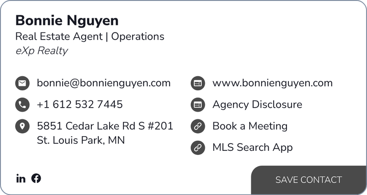 This is Bonnie Nguyen's card. Their email is bonnie@bonnienguyen.com. Their phone number is +1 612 532 7445.