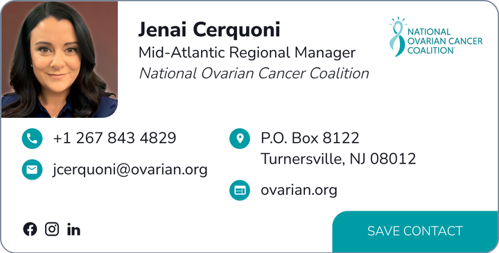 This is Jenai Cerquoni's contact card. Their title is Mid-Atlantic Regional Manager.